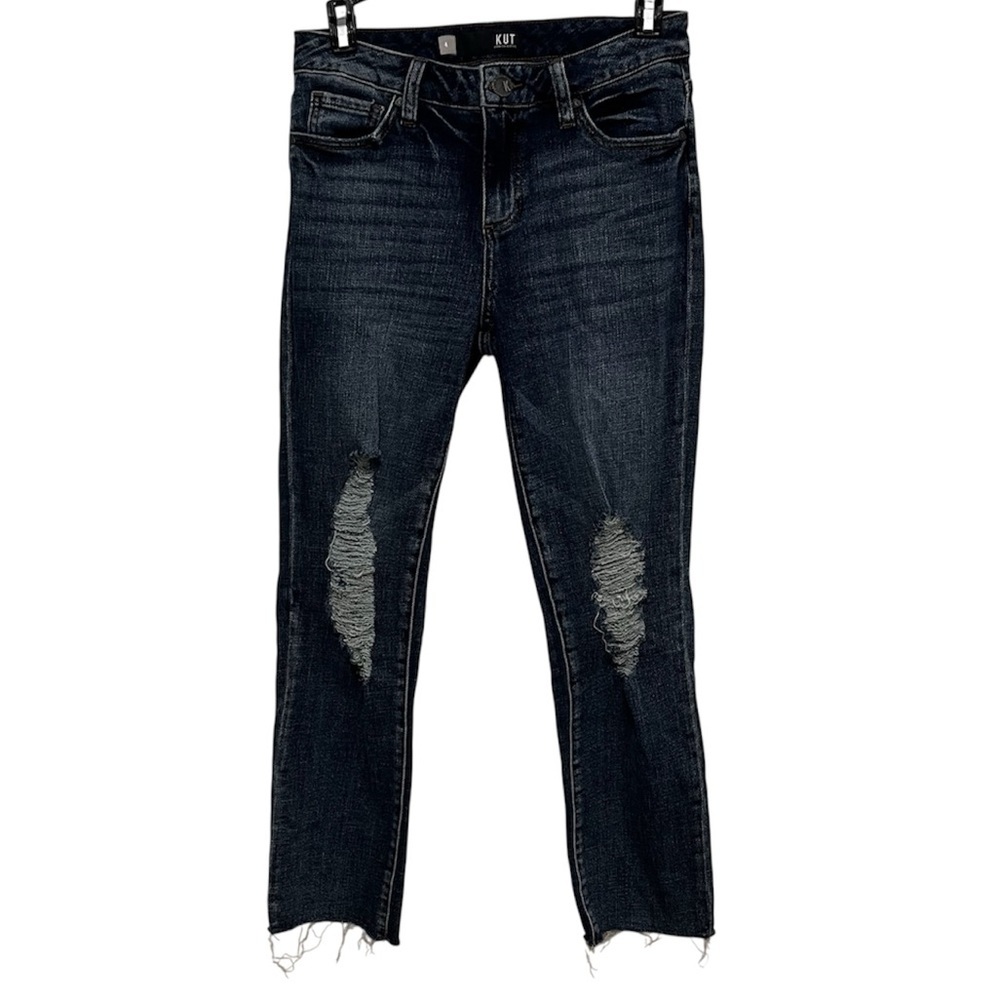 KUT FROM THE KLOTH Reese Ankle Straight Jeans Distressed Size 4